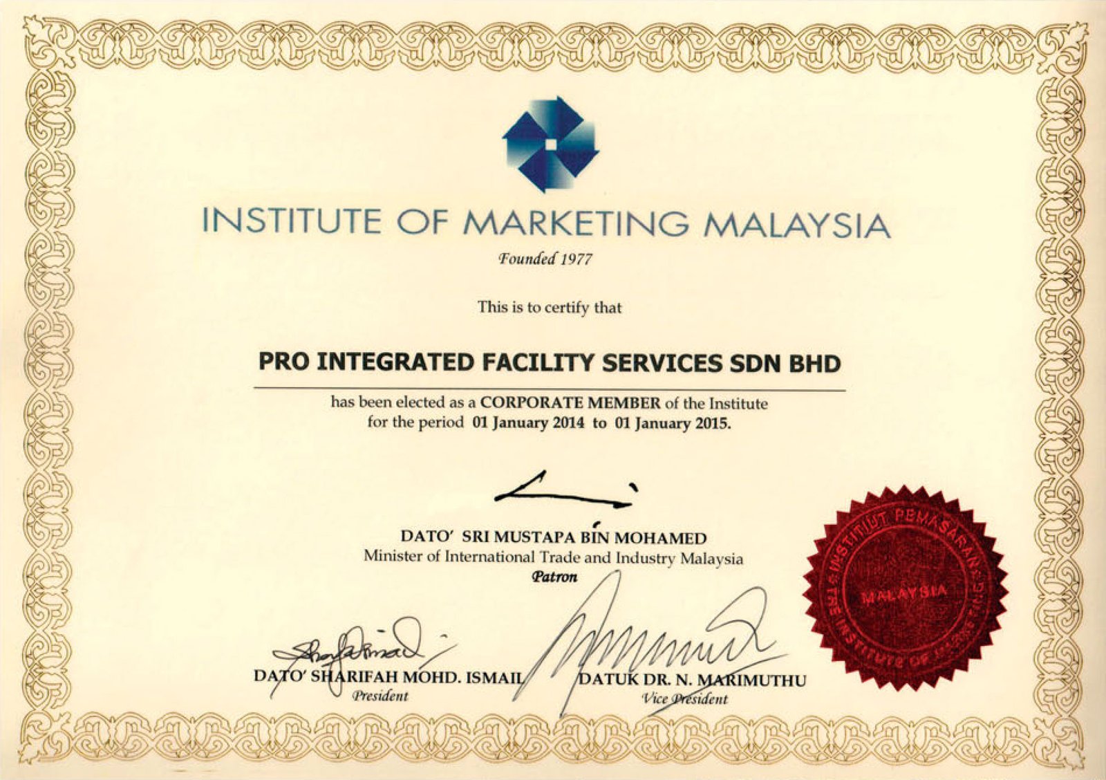 Corporate Member of Institute Marketing Malaysia
